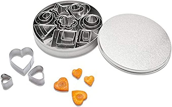 24 Pcs Cookie Stainless Steel Mold Set Food Fruits Biscuits Cutters For Icing Pastry Sugar Craft Cake Decoration With STEEL Box