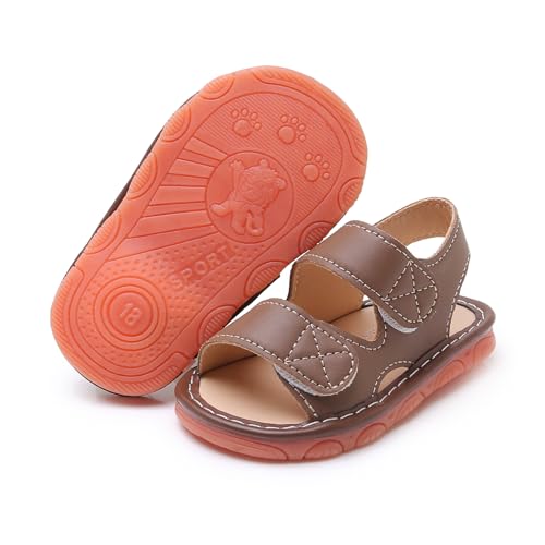 Image of SOFMUO Baby Boys Girls Closed Toe Squeaky Sandals Toddler Summer Shoes | Soft Non-Slip Rubber Sole,Closed Toe Protection,Adjustable Strap,Squeaky Design,Summer Outdoor Prewalkers