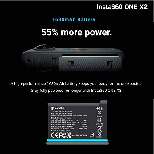 insta360 Câmera One X2 360 com tela sensível ao toque – Vídeo 5.7K30 360, modo de câmera frontal est