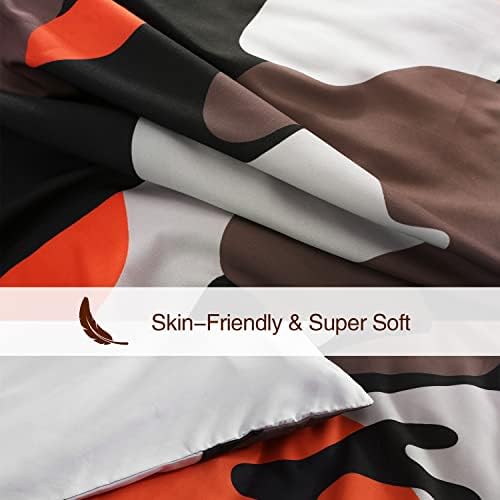 Army Camouflage Duvet Cover Single Orange Boys Bedding Set wiht 2 Pillow Case Soft Zipper Closure and Wrinkle Resistant Microfiber Military Quilt Cover for Kids Children Green, 140x200cm