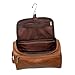 Eurow Luxe Mens 3 Compartment Faux Leather Toiletry Bag With Metal Hanging Hook & Handstrap For Travel, Organize Bath Supplies, Grooming & Shaving Kits, Personal Hygiene, Travel Essentials, Brown