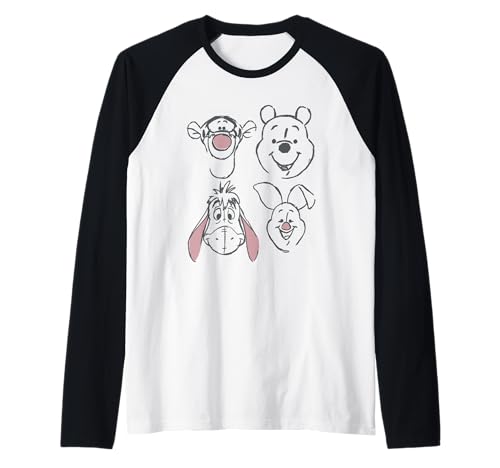 Winnie the Pooh t-shirt baseball Disney manches raglan contrastées avec imprimé croquis