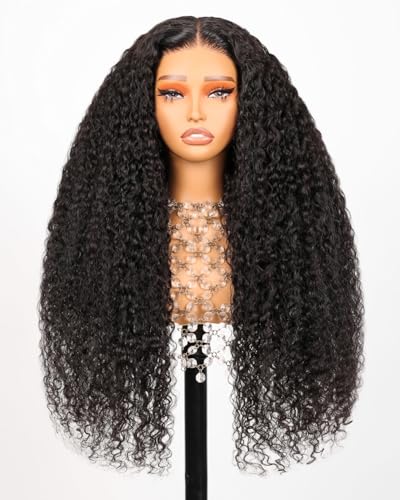 6X5 Glueless Wigs Human Hair Pre Plucked Pre Cut 220% Density HD Lace Closure Deep Wave Wigs Human Hair Pre Bleached Wig For Women 30 Inch Lace Front Curly Wig With Natural Hairline