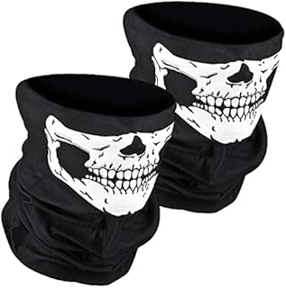 Half Skull Face Mask, Motorcycle Face Mask, Bandana Balaclava Headwear Skull Face Tube Mask Motorcycle Face Mask for Sport Headwear Riding Mask, 2 Pack