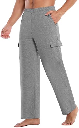 Runhit Cotton Mens Lounge Pants with Pocket Loose Fit Mens Athletic Pants Soft Yoga Pants for Men Running Workout Casual Large Dark Floral Gray