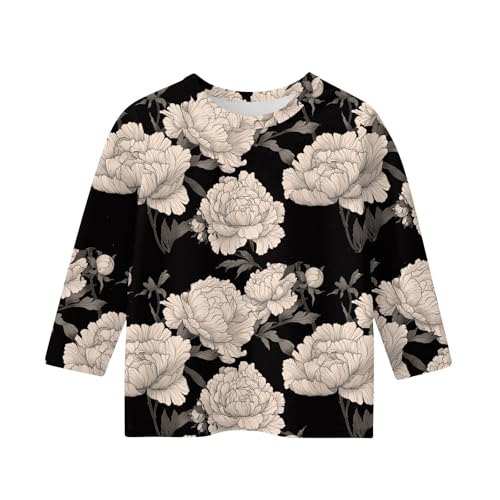Girls Floral Print T-Shirt Crewneck Soft Casual Top Comfortable Lightweight Fashion Shirt for Kids2