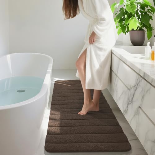 AROGAN Luxury Long Bathroom Runner Rugs 24x72 Inch Bath Rug Non Slip, Brown by AROGAN - Used condition - Image 8