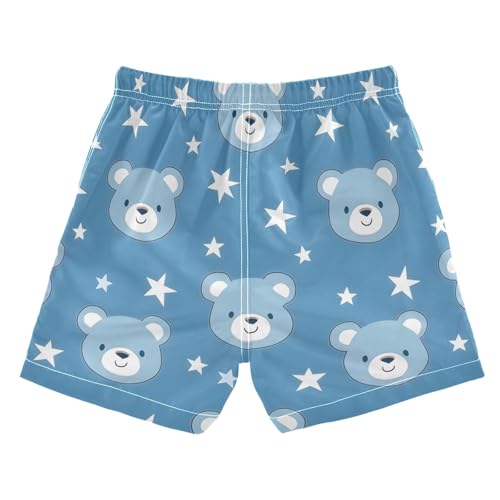Boys Swim Trunks Blue Bear Pattern Star Toddler Swim Shorts Little Boys Board Shorts2