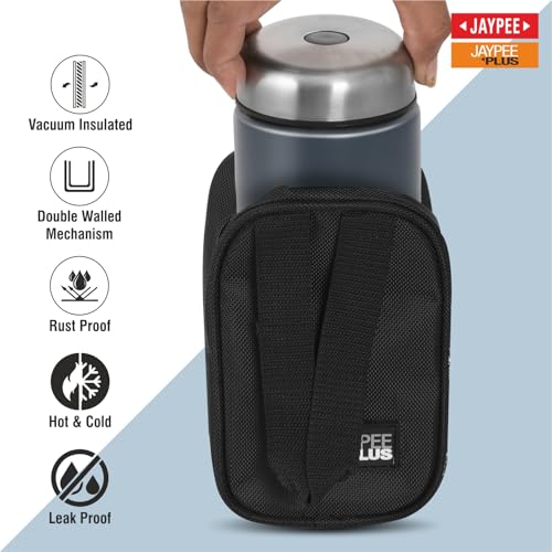 Image of Jaypee Plus Nutri Jar Stainless Steel Vacuum Insulated Food Jar With Bag & Spoon|Hot And Cold Thermal Flask|Double Wall Scratch Resistant Ideal for Office, School, Gym & Travelling| 550 ml,Bottle Grey