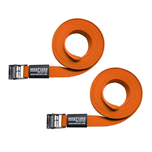 SECURE IT QUICK Straps & Buckles - Cinch Tie Down CAM Cargo Utility Lashing Straps - 1" Wide Heavy Duty Webbing (168" CAM - 2 PK, Orange)