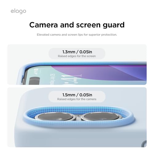 Image of elago Compatible with iPhone 16 Case, Premium Liquid Silicone Case, Full Body Protective Cover, Shockproof, Slim Phone Case, Anti-Scratch Soft Microfiber Lining, 6.1 inch (Light Blue)