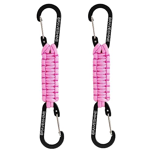 BRAVESHINE Paracord Keychain Carabiner Clip | D Ring Hanger Lanyard Hook |…