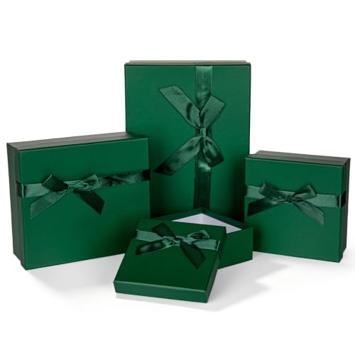 GnFlus Green Gift Boxes with Lids Rectangular Set of 4