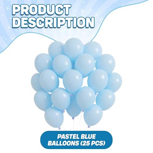 Image of Party Propz Pastel Blue Balloons - 25 Pcs Blue Pastel Colour Balloons For Birthday Decoration | Pastels Blue's Balloon | Balloon For Decoration | Colour Balloon's (latex)