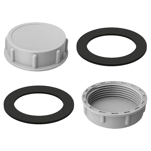 54mm Waste Pipe Blanking Cap 2 Pack, Sink Waste Pipe Stop End Cap, Threaded Drain Pipe Cap with Sealing Washer, PVC Leak Resistant Plumbing Cap for Kitchen & Washing Machine