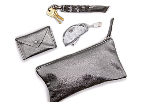 Crystalyn Kae | Pewter Leather Card Case | Mini Wallet With Pearl Snap | Made In The Usa #TOP6