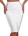 Hego Women's Stripe Wear to Work Bandage Bodycon Midi Skirts H1863 (S, White)