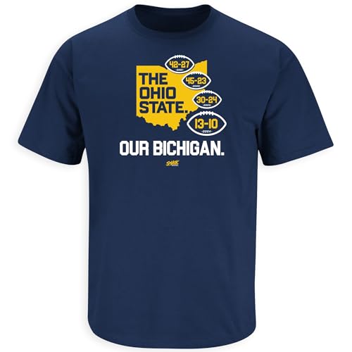 Smack Apparel Bichigan (Anti-Ohio) Navy T-Shirt for Michigan College Fans (SM-5XL) (Navy Short Sleeve, XX-Large)