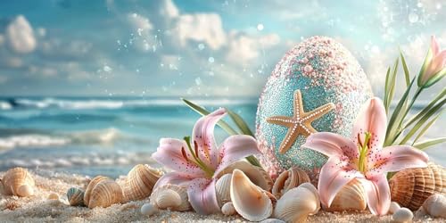 Cadeau Anti-Stress : Broderie Diamant Coquillages marins 70x140cm pour retrouver le calme