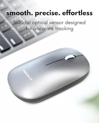Macally Apple Wireless Keyboard and Mouse for Mac - Dual Mode (Bluetooth + Wired) - Multi-Device, Rechargeable - Mini Wireless Keyboard and Mouse Combo for MacBook, iPad, Mac Mini/Air/Pro (Space Gray) - Image 6