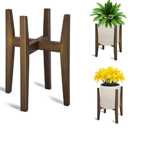MTSDM Adjustable Plant Stand, Bamboo Mid Century Modern Corner Flower Pot Shelf Holder Rack, Wood Indoor Planter Stand for Living Room Balcony Bedroom Fit 7 -12 Inch Planter(Brown)