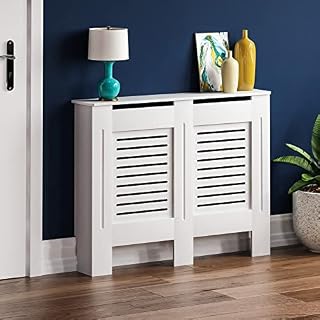 Vida Designs Milton Radiator Cover Modern White Painted MDF Cabinet, Medium