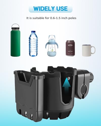 image for Xislet Wheelchair Cup Holder for Walker, 2-in-1 Walker Drinks Holder w