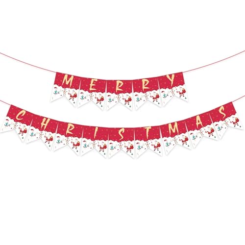 Classic Merry Christmas Banner Pull Flag – Strong Festive Decoration for Home, Office, Party & Shop Displays – Premium Xmas Hanging Bunting with Merry Christmas Print (14×18.5 cm) – Party Decoration