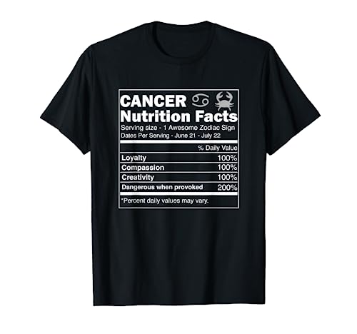 Cancer Nutrition Facts Astrology Zodiac Sign Horoscope T-Shirt