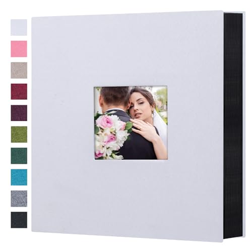 Mublalbum Photo Album 4x6 600 Photos Linen Cover Large Picture Book Holds Horizontal and Vertical Pockets for Wedding Family Anniversary and Baby (White)