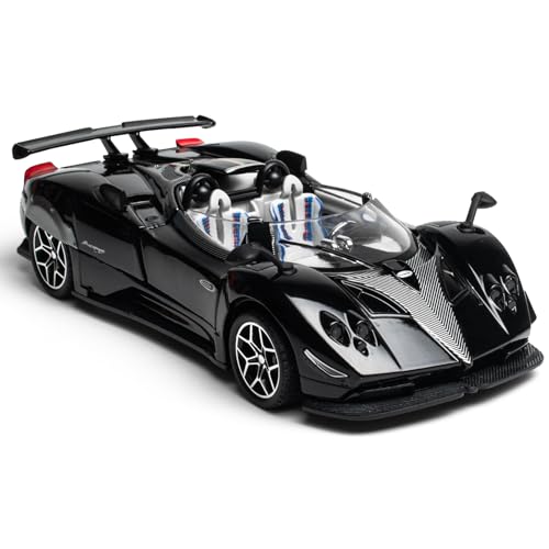 FLYKIRIN 1/32 Scale Pagani Zonda HP Diecast Toy Cars - Pull Back Car Models with Light & Sound, Birthday Gifts for Boys, Perfect Vehicle Presents for Kids & Boyfriends on Christmas (Black)