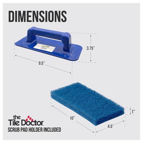 Image of Scrub Doctor 6-Pack of 10 x 4.5 x 1 in. Large Blue Scrub Pads and Scrub Pad Holder Scrub-HLD-L-BLU-6, All-Purpose Kitchen Scrub Pads for Dishes, Porcelain Sinks, Tile, Metal Wheels, Tires, and Boats