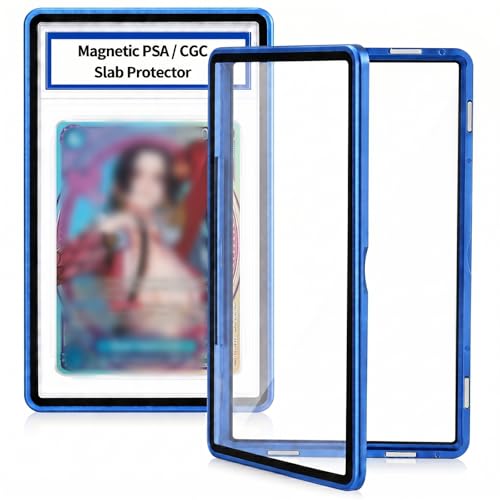 Magnetic 35PT PSA CGC Aluminum Slab Case, UV Glass, 9-Point Lock, Dark Blue