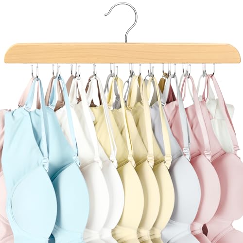 RESOVO Bra Hangers, 20 Hooks Bra Organizer for Closet, Tank Top Hangers Wood Hangers Space Saving Closet Organizers and Storage for Dorm & Apartment for Tank Top, Bra, Belt, Scarfs etc.