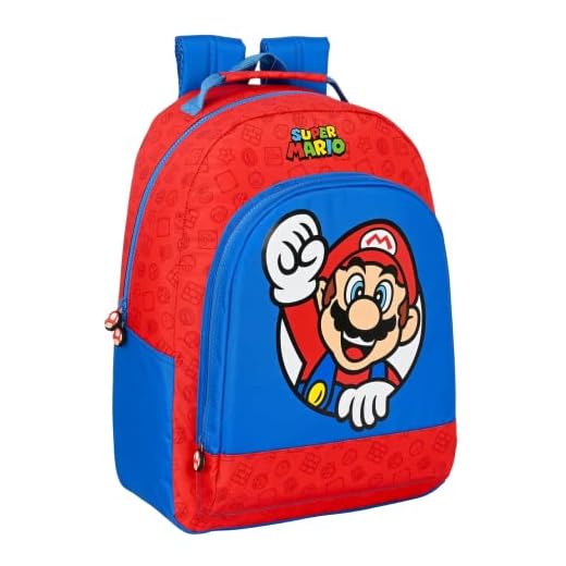 Safta-612108305 Bros Mochila Adapt.Carro Super Mario 32X42X15Cm, Multicolor, Estándar (612108305)