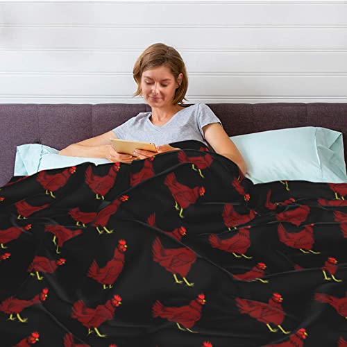 Couverture de camping motif poulet rouge grand format en peluche