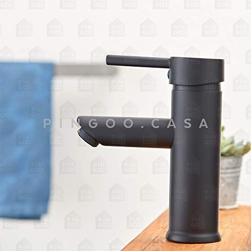 Torneira para banheiro cascata Misturador Monocomando Baixa Xingu Pingoo.casa - Preto