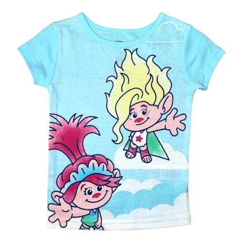 DreamWorks Trolls Girls' 4-Piece Pajama Set – Short Sleeve Tops, Shorts, and Pants – Character Sleepwear2