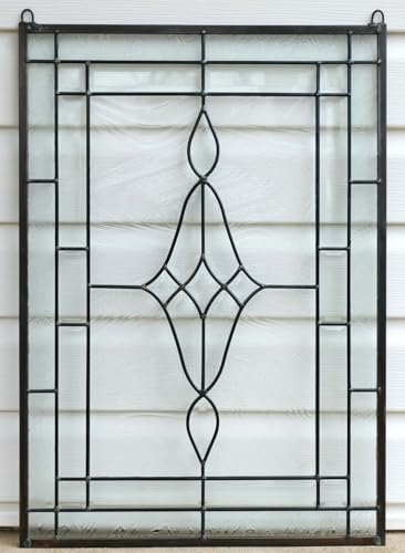 19" x 27" All Clear Hanging Stained Glass Beveled Window Panel