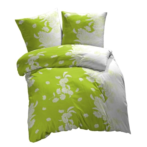 etérea Parure de lit Microfibre Kimi 135x200 cm – 2 pièces avec taie 80x80 – Vert – Repassage Inutile, Oeko-TEX