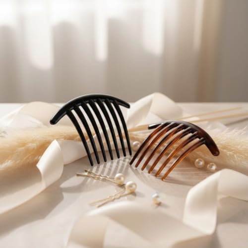 Set de 3 peines laterales para cabello negro y marrón miniatura 6