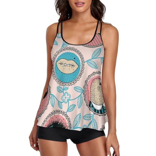 Tankini avec short de garçon maillot de bain femme | Bikini robe de plage Barbe Oculaire