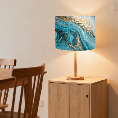 Image of Nuxovilar Lamp Shades Set of 2, 13 inch Top x 13 inch Bottom x 10 inch High (Spider) | Floor lamp shades blue marble gold accent pattern living room office luxe space covers (Marble)