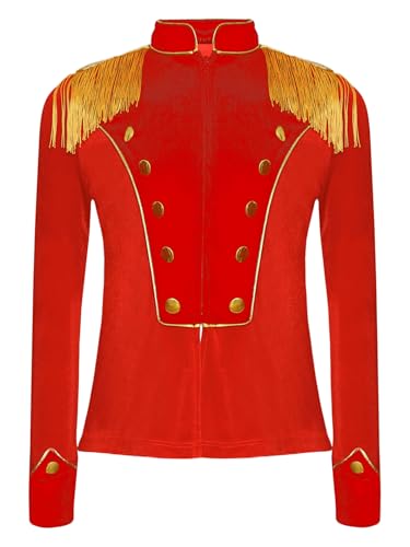 Sywiyi Kids Drum Major Drummer Outfits Velvet Tassels Coat Circus Ringmaster Jacket Marching Band Uniform3