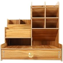Desk Organizers Wooden Desk Organizer with Drawer Multi-function Pencil Holder Desktop Stationary Organizer,Easy Assembly,Pen Holder Art Organizer for Home Office Office Supplies