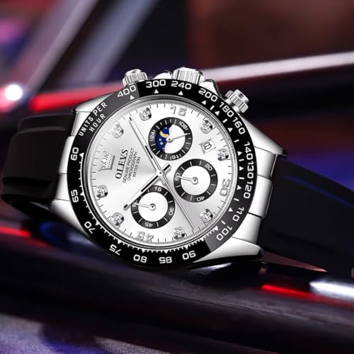 Image of OLEVS Men's Watch, Easy to Read Sport, Popular, Fashion, Brand, Japan-Quartz, Stopwatch, 24 Hours, Date, Waterproof, white, Lightweight Sports