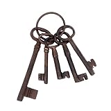  Adanse Juego de Llaves de Cofre del Tesoro Pirata, Llavero Estilo Antiguo, DecoracióN de Pared RúStica de Llave Maestra de Hierro Fundido, Accesorio de Vestuario (5 Llaves)