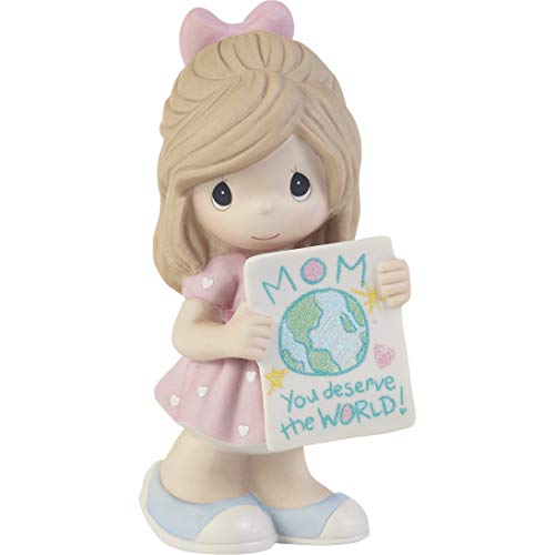 Precious Moments 203005 Mom, You Deserve The World Girl Bisque Porcelain Figurine