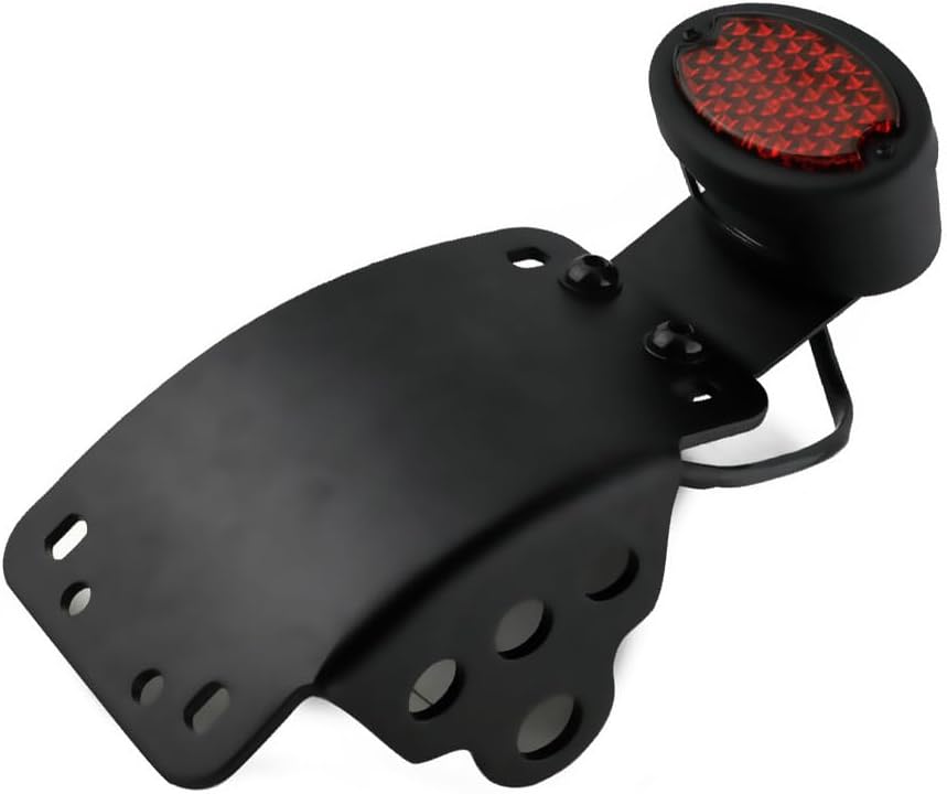 Motorcycle Side Mount License Plate Bracket with Cat Eye LED Tail Light | Fits 1" Axle | Compatible for Motorcycle Chopper Bobber