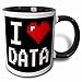 3dRose 118876_4"Geeky Old School Pixels 8-Bit I Heart I Love Data Two Tone Mug, 11 oz, Black/White